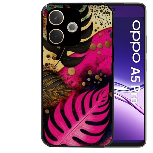 Coque noire Taperso pour OPPO A5 PRO 4G et 5G avec motif tropical rose et des fleurs