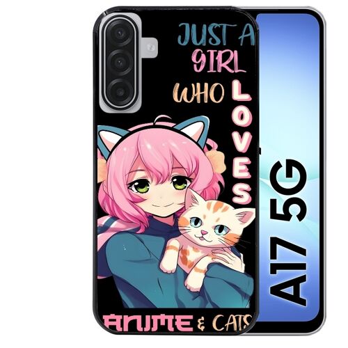 Coque noire Taperso pour Galaxy A17 5G avec motif anime et chat
