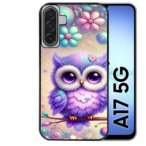 Coque noire Taperso pour Galaxy A17 5G avec motif chouette violette