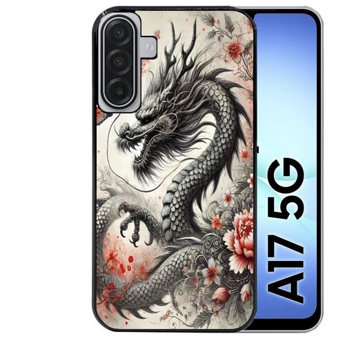 Coque noire Taperso pour Galaxy A17 5G avec motif dragon japan