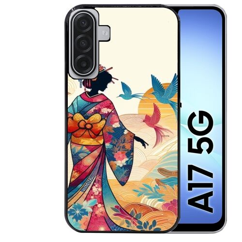 Coque noire Taperso pour Galaxy A17 5G avec motif femme japan