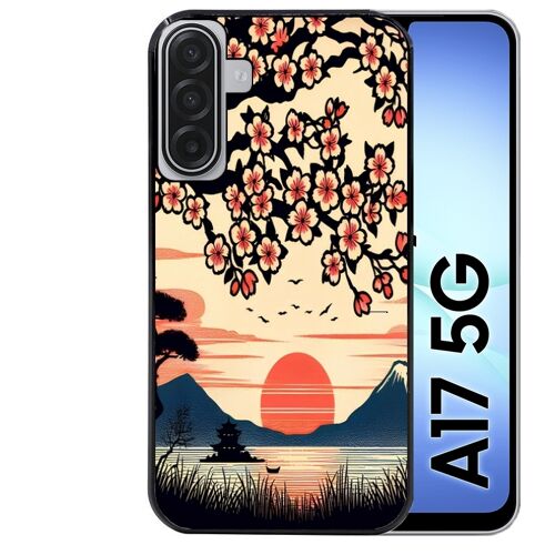 Coque noire Taperso pour Galaxy A17 5G avec motif japan cerisier