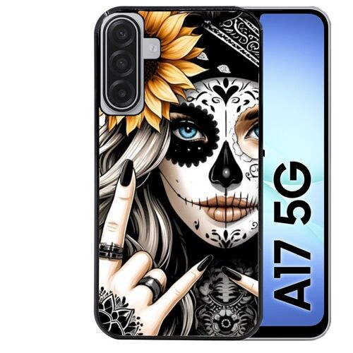 Coque noire Taperso pour Galaxy A17 5G avec motif tete de mort tatoo