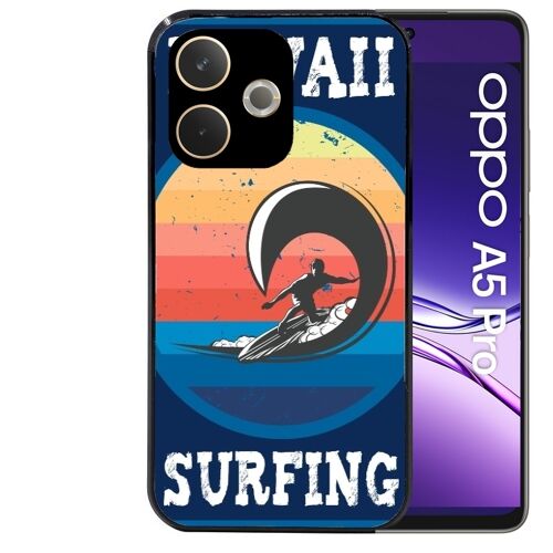 Coque noire Taperso pour OPPO A5 PRO 4G et 5G avec motif hawaii et surf