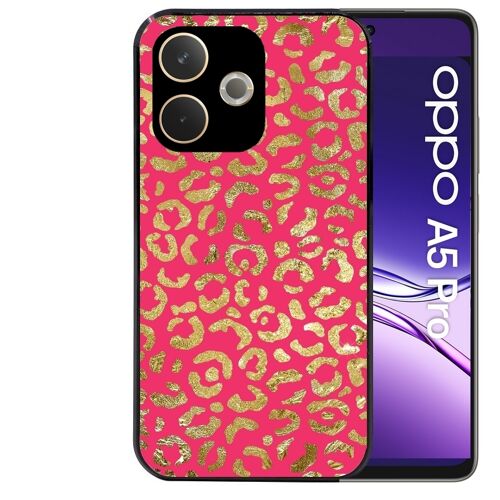 Coque noire Taperso pour OPPO A5 PRO 4G et 5G avec motif leopard fuschia