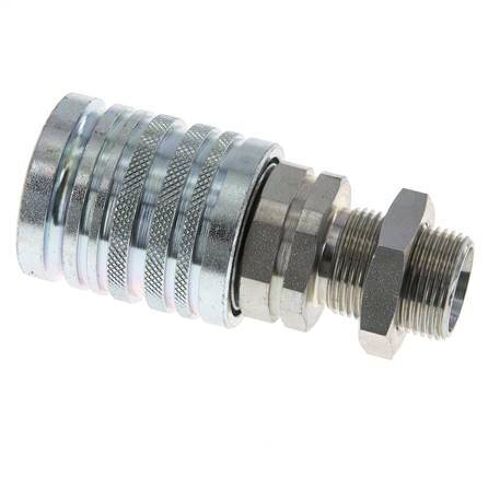 Acier DN 12.5 Coupleur hydraulique Manchon 15 mm L Anneau de compression Cloison ISO 7241-1 A/8434-1 D 20.5mm