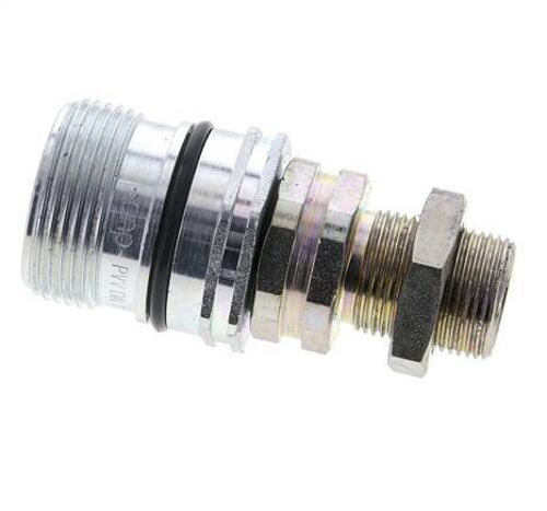 Acier DN 12.5 Coupleur hydraulique Manchon 15 mm L Bague de compression Cloison ISO 14541/8434-1 D M36 x 2