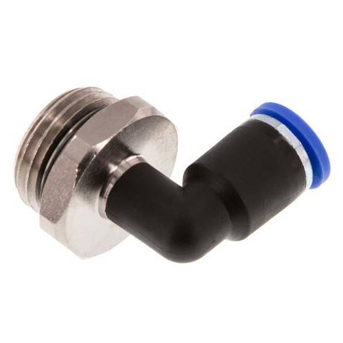 Raccord enfichable coudé 90° 8mm x G1/2'' avec filetage mâle laiton/PA 66 NBR rotatif [2 pièces].
