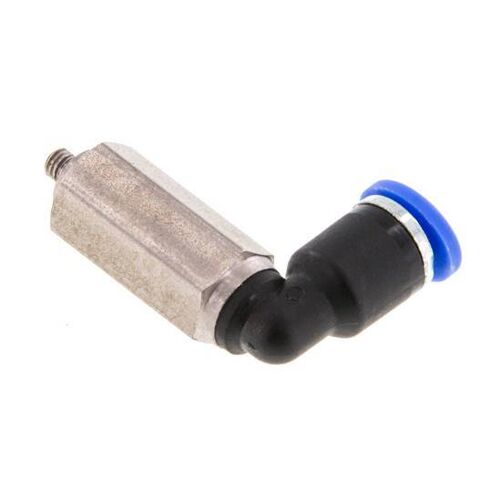 Raccord enfichable coudé 4mm x M 3 90deg avec filetage mâle Laiton/PA 66 NBR Long Sleeve Rotatif [2 Pièces]