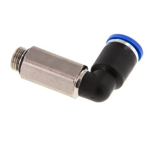 Raccord enfichable coudé 90° 8mm x G1/8'' avec filetage mâle Laiton/PA 66 NBR Manchon long orientable [2 pièces].