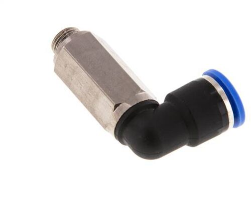 Raccord enfichable coudé 90° 10mm x G1/8'' avec filetage mâle Laiton/PA 66 NBR Manchon long orientable [2 Pièces].