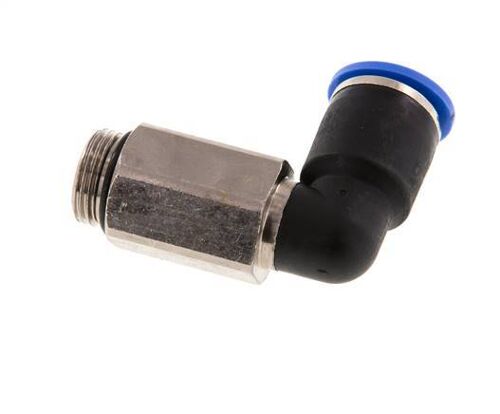 raccord enfichable coudé 90deg 12mm x G3/8'' avec filetage mâle Laiton/PA 66 NBR Manchon long rotatif