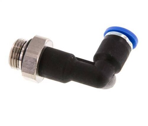 Raccord enfichable coudé 90° 4mm x G1/8'' avec filetage mâle Laiton/PA 66 NBR Long Corps Rotatif [5 Pièces].