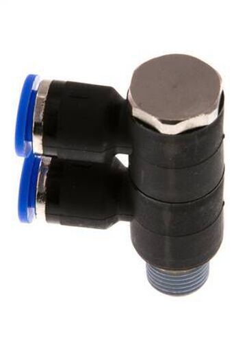 6mm x R1/8'' Manifold à 2 voies avec filetage mâle Laiton/PA 66 NBR Rotatif