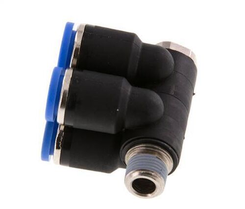 8mm x R1/8'' Manifold à 4 voies avec filetages mâles Laiton/PA 66 NBR Rotatif