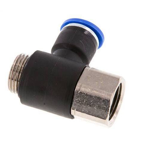 raccord enfichable coudé 10mm x G3/8'' avec filetage mâle-femelle Laiton/PA 66 NBR