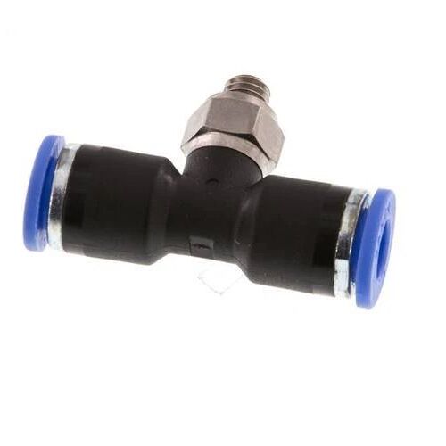Té en ligne 6mm x M 5 Raccord enfichable à filetage mâle Laiton/PA 66 NBR Rotatif [2 Pièces]