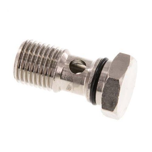 Boulon Banjo 1 voie en laiton nickelé avec filetage mâle G1/4'' NBR [2 Pièces].