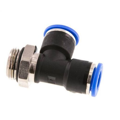 Raccord enfichable en T à angle droit 10mm x G3/8'' avec filetage mâle Laiton/PA 66 NBR orientable