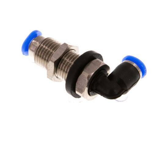 Raccord enfichable coudé 3mm 90deg Acier/PBT NBR Bulkhead Conception compacte [2 Pièces].