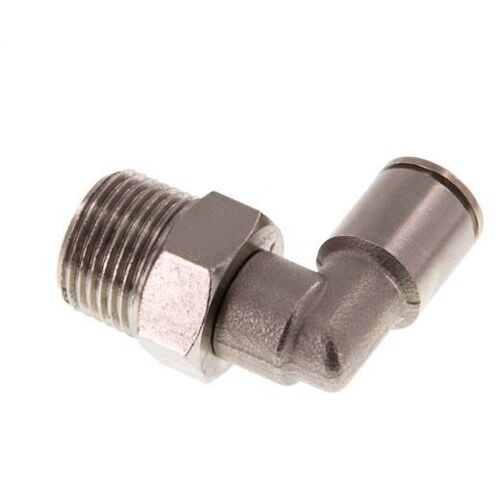 raccord enfichable coudé 90deg 8mm x R3/8'' avec filets mâles Laiton NBR Rotatif