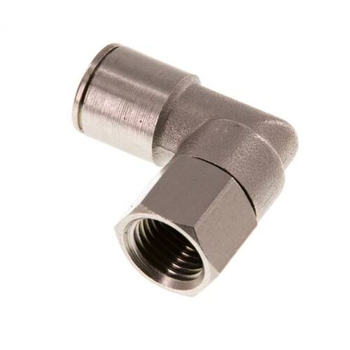 Raccord enfichable coudé 90deg 10mm x G1/4'' avec filets femelles Laiton NBR Rotatif
