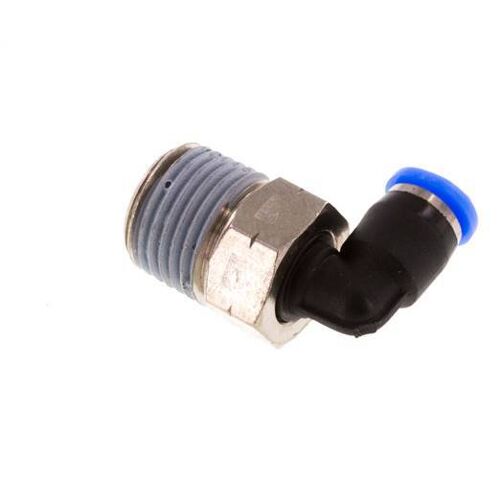 Raccord enfichable coudé 90deg 1/8'' x 1/8'' NPT avec filetage mâle laiton/PBT NBR rotatif [2 pièces].
