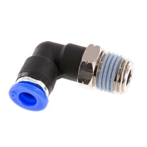 Raccord enfichable coudé 1/4'' x 1/4'' NPT 90deg avec filetage mâle laiton/PBT NBR rotatif [2 pièces].
