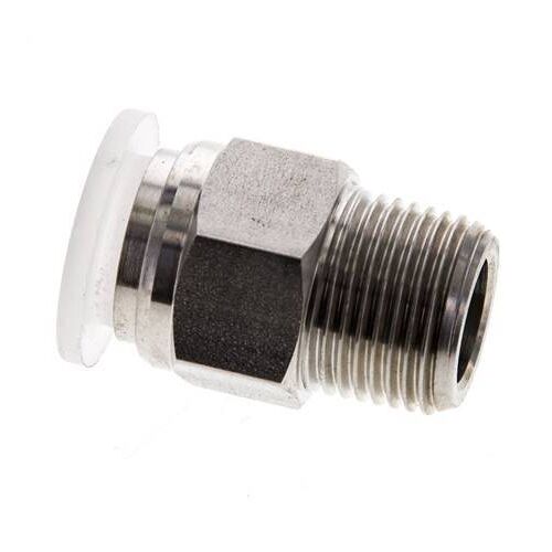 raccord enfichable 12mm x R3/8'' avec filetage mâle Acier inoxydable/PA EPDM/PTFE