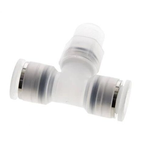 Té en ligne 12mm x R3/8'' Raccord enfichable à filetage mâle Laiton/PA 66 NBR Rotatif