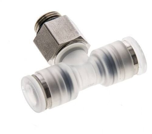 té en ligne 6mm x G1/8'' Raccord enfichable à filetage mâle PA/Acier inoxydable EPDM FDA Rotatif