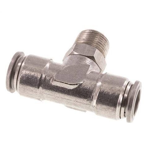 té en ligne 12mm x R3/8'' Raccord enfichable à filets mâles en acier inoxydable FKM rotatif