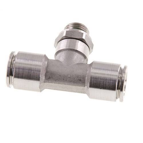 té en ligne 8mm x G1/8'' Raccord enfichable avec filetage mâle Acier inoxydable FKM FDA Rotatif
