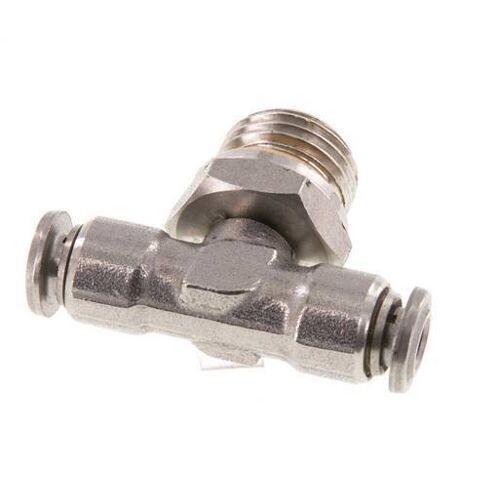 té en ligne 4mm x G1/4'' Raccord enfichable avec filetage mâle Acier inoxydable FKM FDA Rotatif