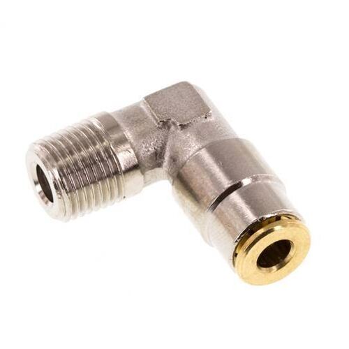 Raccord enfichable coudé 90deg 4mm x R1/8'' avec filetage mâle Laiton NBRHaute pression [2 Pièces]