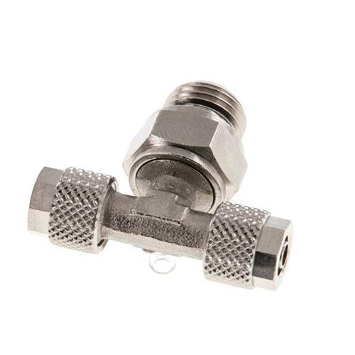 6x4 & G1/4'' Raccord en T en laiton nickele avec filetage mâle rotatif [2 Pièces]