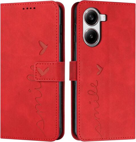 Coque pour Xiaomi Redmi Turbo 4 5G, ?tui Housse en Cuir PU Xiaomi Redmi Turbo 4 5G, Magnetique Flip [Pochette de Portefeuille] Etui de Protection(#Rouge)