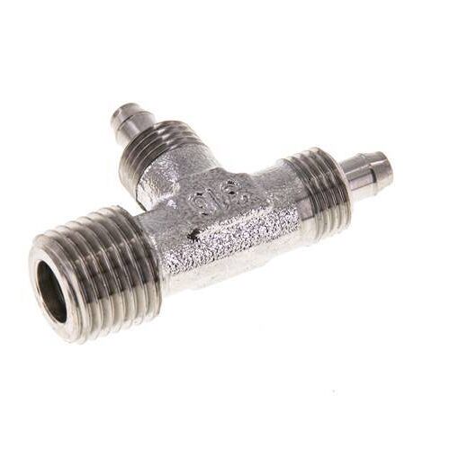Raccord en T à angle droit 6x4 & R1/4'' en acier inoxydable 1.4305 avec filetages mâles