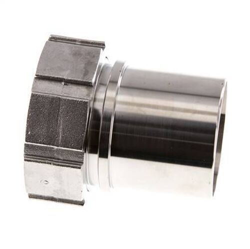 63 mm (2-1/2'') & G2-1/2'' Acier inoxydable 1.4401 Barb à tuyau Écrou-union Joint plat PTFE Colliers de securite EN 14420-5 (DIN 2817)