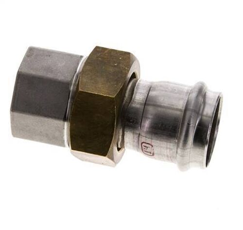 Raccord union à sertir - 35mm femelle & Rp 1-1/4'' femelle - Joint plat en acier inoxydable