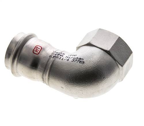 Raccord à sertir coude 90deg - 35mm femelle & Rp 1-1/4'' femelle - Acier inoxydable