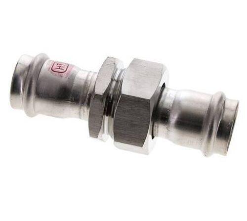 Raccord union à sertir - 28mm femelle - Acier inoxydable à joint plat