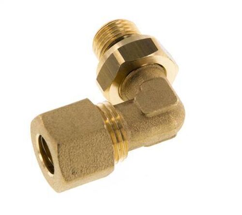 Raccord à compression coude en laiton 10mm & G1/4'' avec filets mâles 95 bar NBR Reglable DIN EN 1254-2