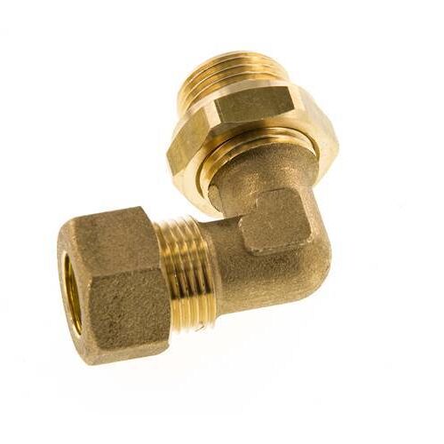 Raccord à compression coude en laiton 14mm & G1/2'' avec filets mâles 89 bar NBR Reglable DIN EN 1254-2
