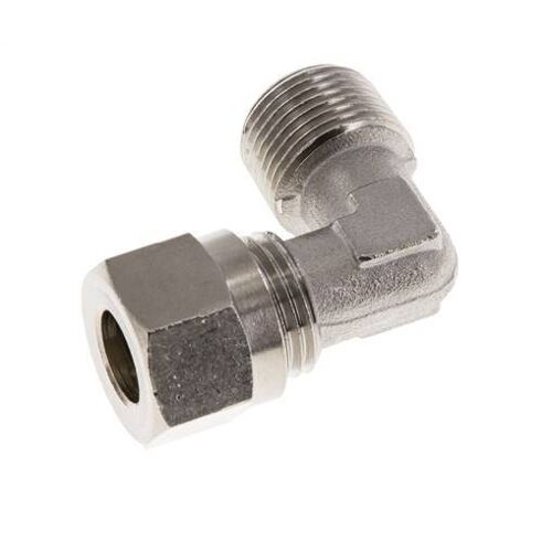 Raccordement coude en laiton nickele 10L & R3/8'' avec filetage mâle 115 bar ISO 8434-1 [2 Pièces].