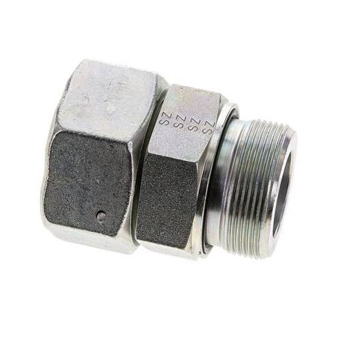 38S & M48x2 Acier zingue Pivot droit avec filetage mâle 315 bar Joint torique NBR Cône reglable ISO 8434-1