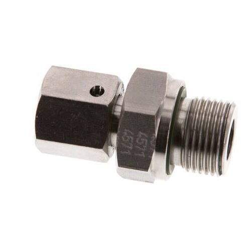 8L et G3/8'' en acier inoxydable pivotant droit avec filetage mâle 315 bar Joint torique FKM Cône reglable ISO 8434-1