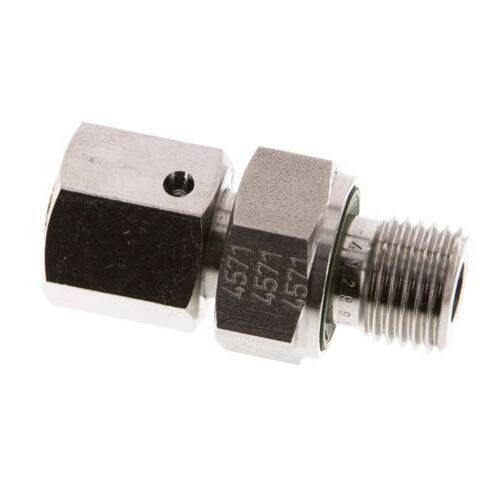 8L & G1/4'' pivotant droit en acier inoxydable avec filetage mâle 315 bar Joint torique FKM Cône reglable ISO 8434-1