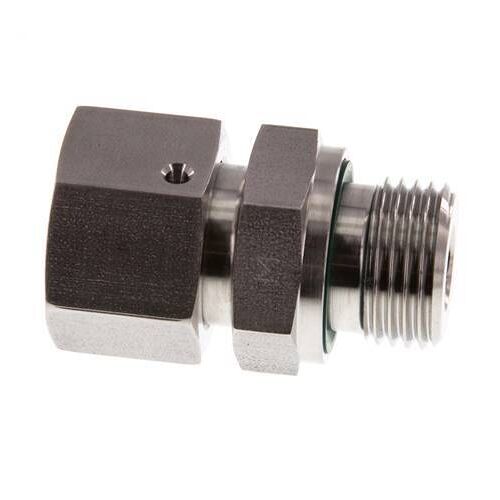Coupleur droit en acier inoxydable 15L et G1/2'' avec filetage mâle 315 bar Joint torique FKM Cône reglable ISO 8434-1