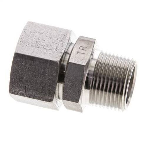 22L & 3/4'' NPT pivotant droit en acier inoxydable avec filetage mâle 160 bar Joint torique FKM Cône reglable ISO 8434-1